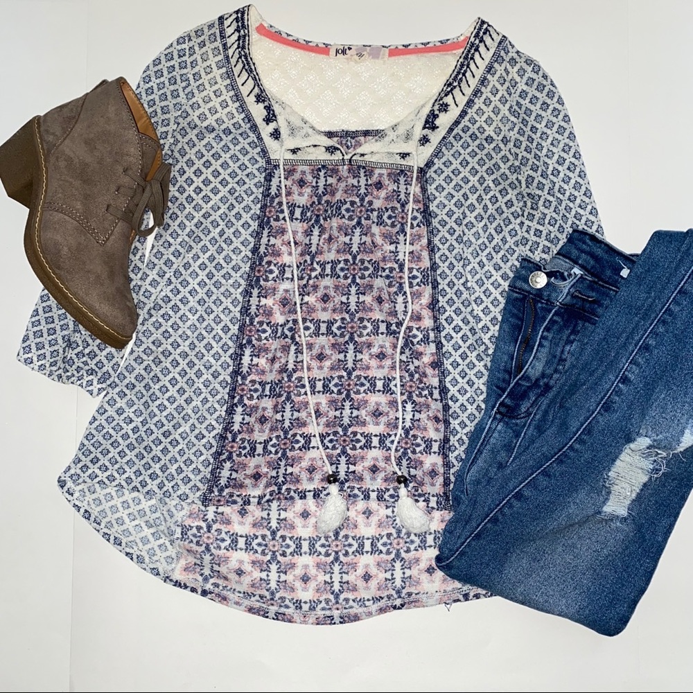 Boho Blouse with Tie Strings